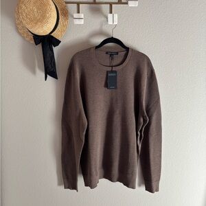 NWT Men's Robert Barakett Brown Cotton Ribbed Sweater Large